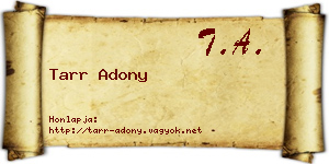 Tarr Adony névjegykártya
